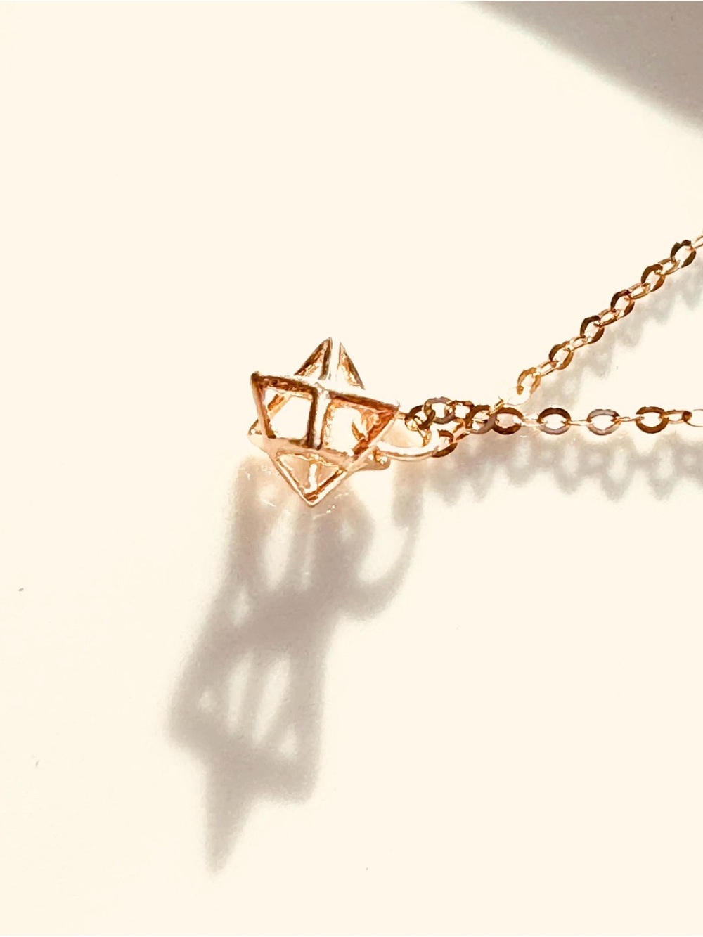 YAFITIK Gold Dipped Merkaba Pendant: 3D Star of David, Judaica Necklace